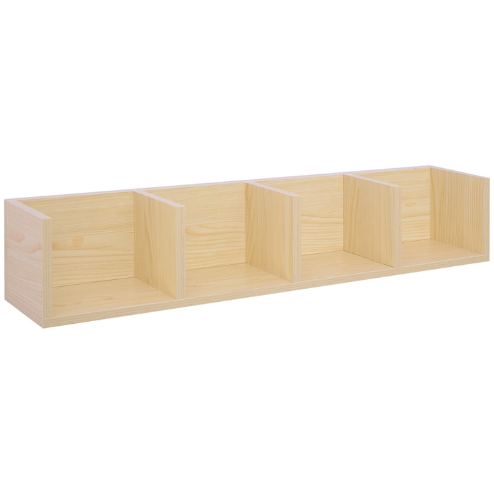 Wall Mount 84 CD / 56 DVD/Blu-ray/ Media Storage Rack 4 Cubes Wooden Shelf Organizer Unit Bookcase Display (Natural Wood Colour)