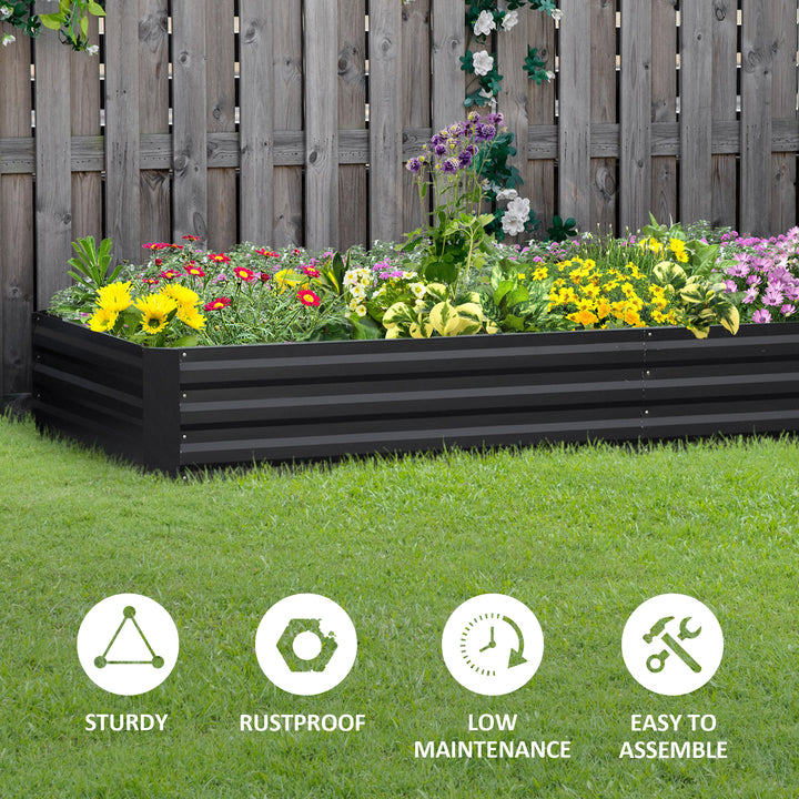 MCL Metal Raised Garden Bed Planter Box Outdoor Planters for Growing Flowers, Herbs, Grey, 241x90.5x30cm