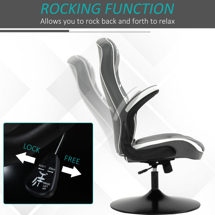 Gaming Chair Ergonomic Computer Chair with Adjustable Height Pedestal Base, Home Office Desk Chair PVC Leather Exclusive Swivel Chair Grey