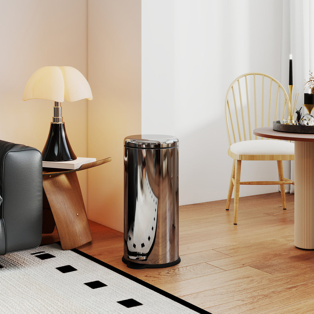 MCL Foot Pedal Bin Stainless Steel Metal Waste Rubbish Lid Kitchen Garbage 30L Silver