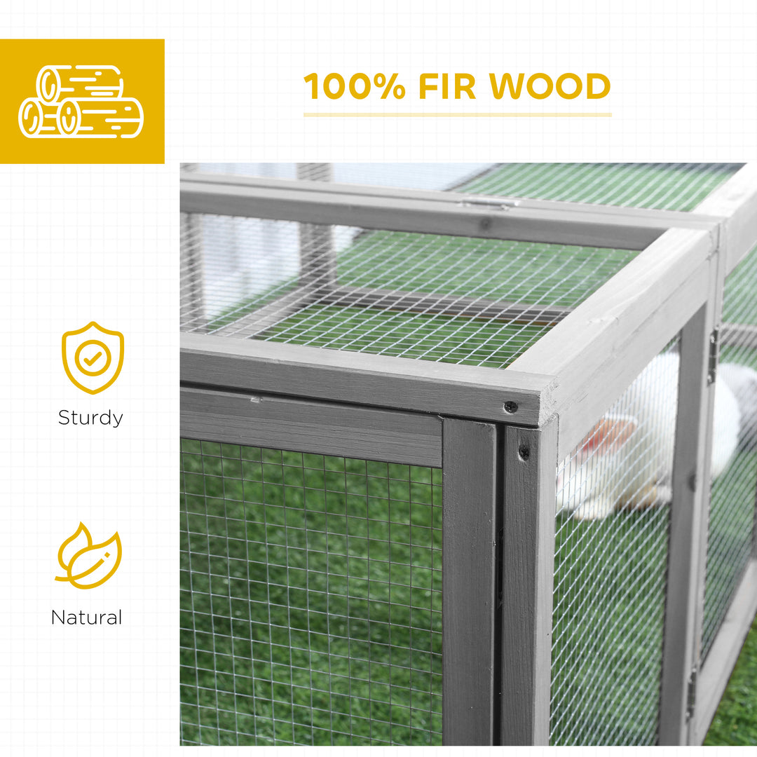 Wooden Rabbit Hutch Cage 6ft with Wire Mesh, Openable Roof, Play Space