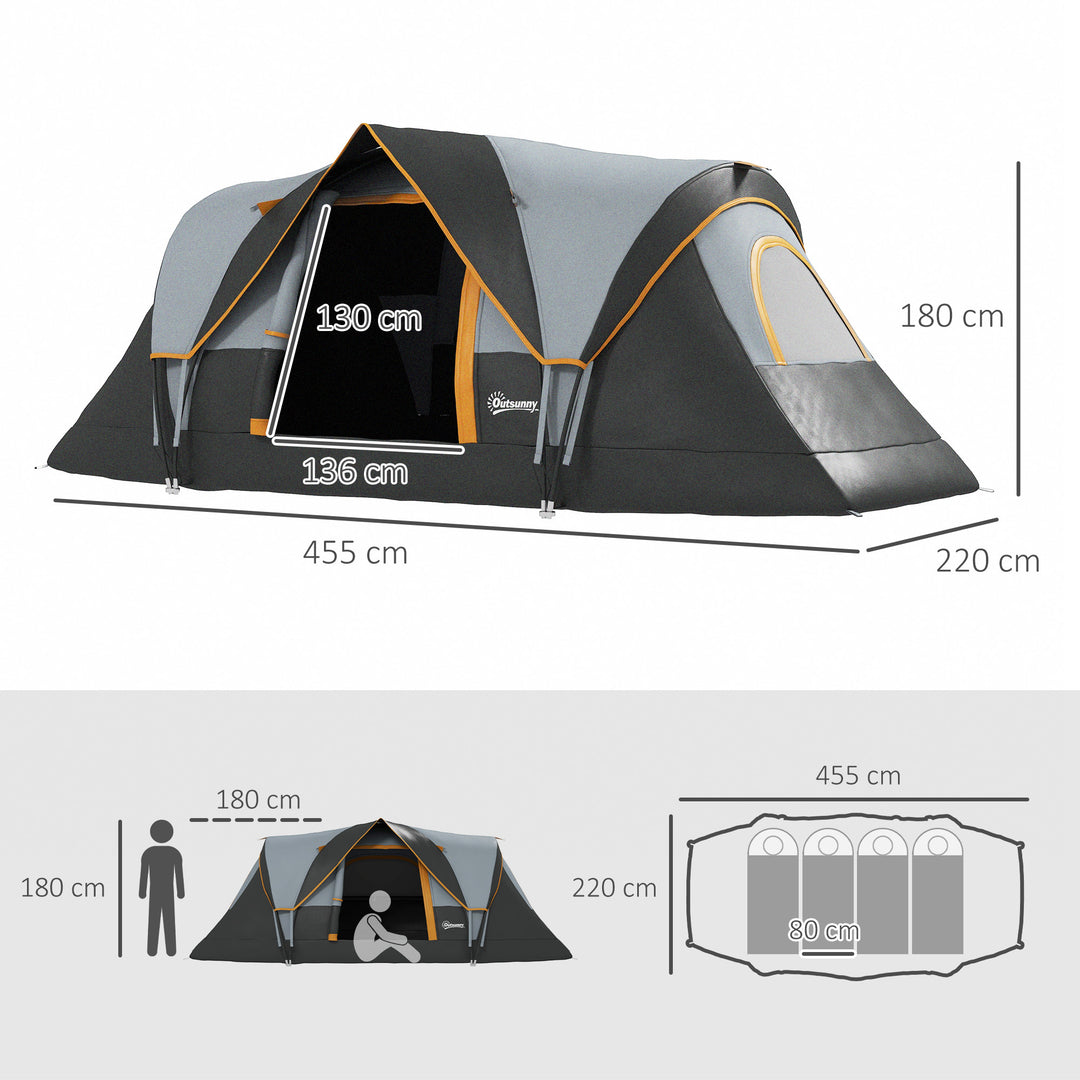 5-6 Man Dome Camping Tent - Light Grey and Black