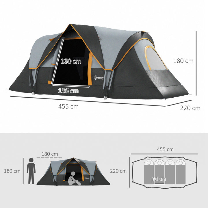 5-6 Man Dome Camping Tent - Light Grey and Black