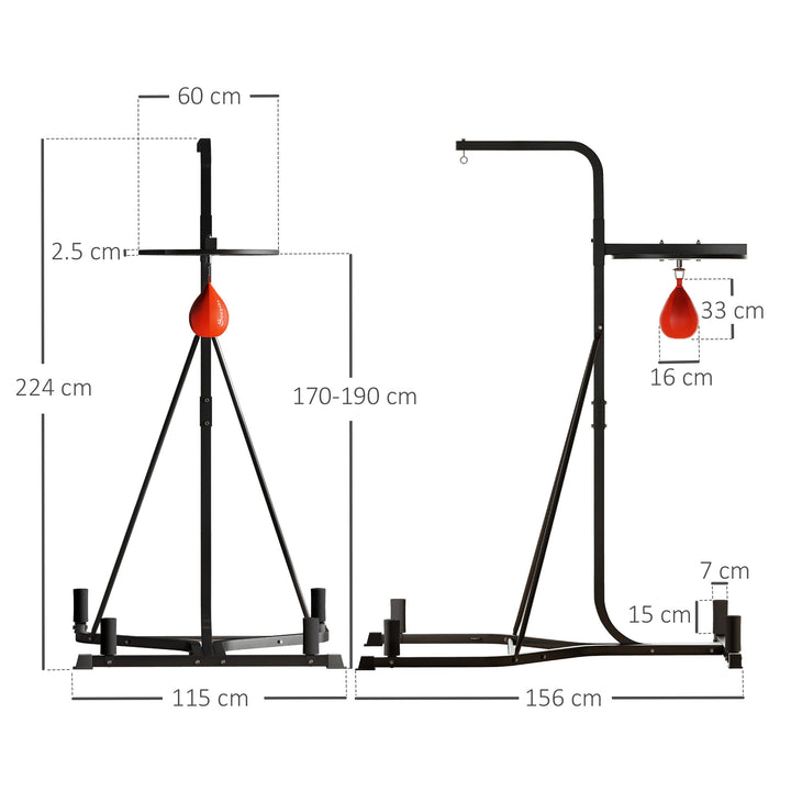 Adjustable Freestanding Speedbag, Punch Bag Hanger, Black