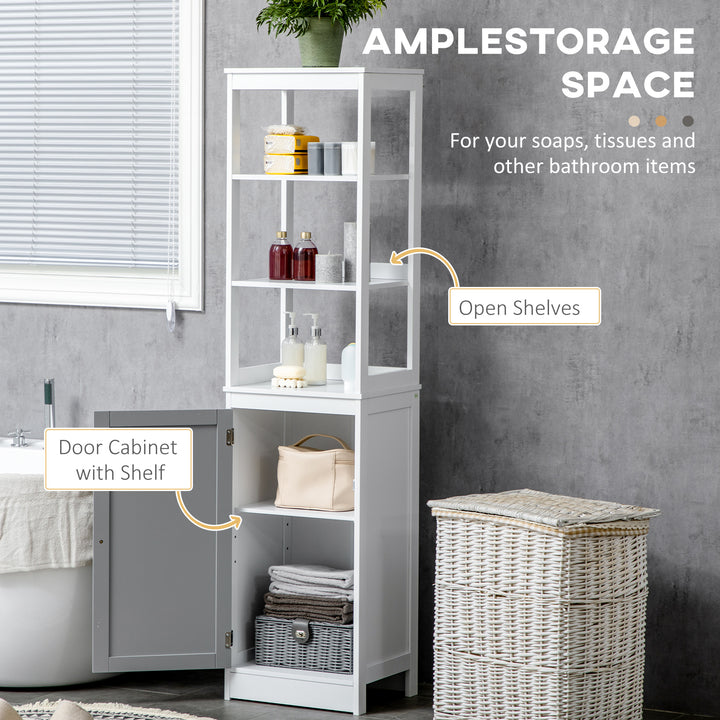 MCL Tall Bathroom Cabinet Free Standing Slimline Cupboard Tallboy Unit Storage Organiser for Bathroom, Living Room, Kitchen