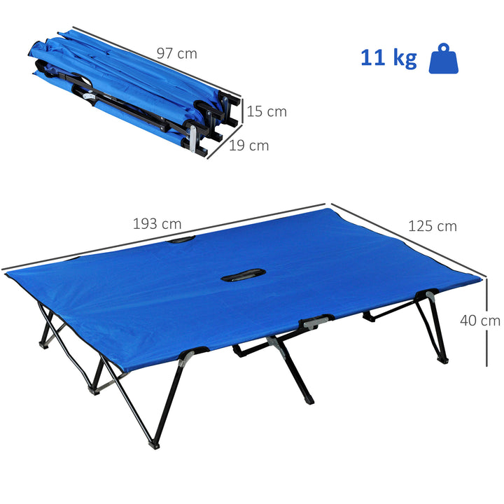 MCL Double Camping Cot Bed, with Bag - Blue