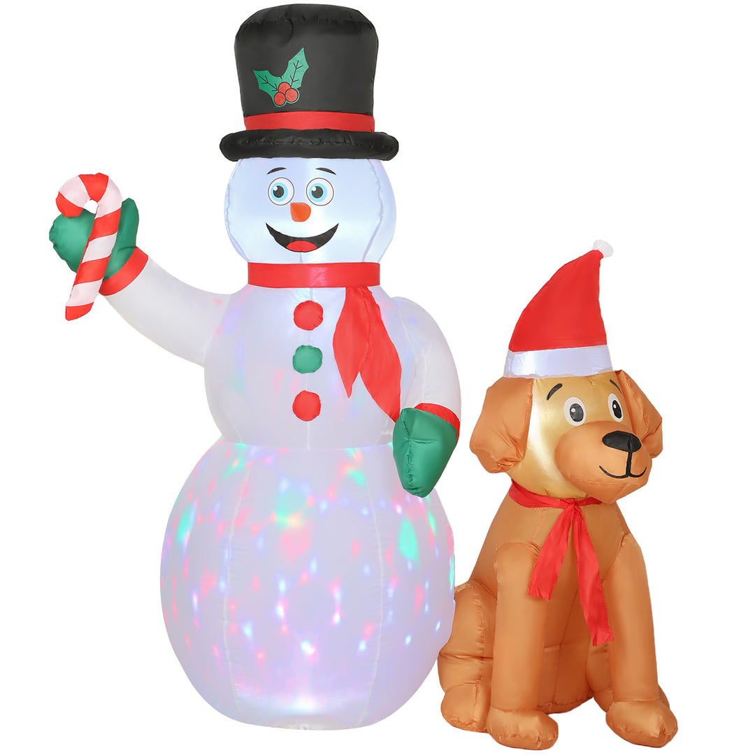 MCL 6FT Christmas Inflatables Snowman &amp; Dog with Built-in LED Lights and Flashing Light, Blow Up Christmas Inflatable Decoration for Indoor Outdoor Decor, Garden