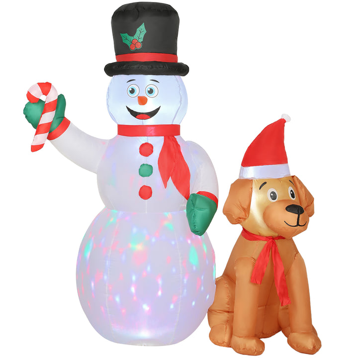 MCL 6FT Christmas Inflatables Snowman &amp; Dog with Built-in LED Lights and Flashing Light, Blow Up Christmas Inflatable Decoration for Indoor Outdoor Decor, Garden