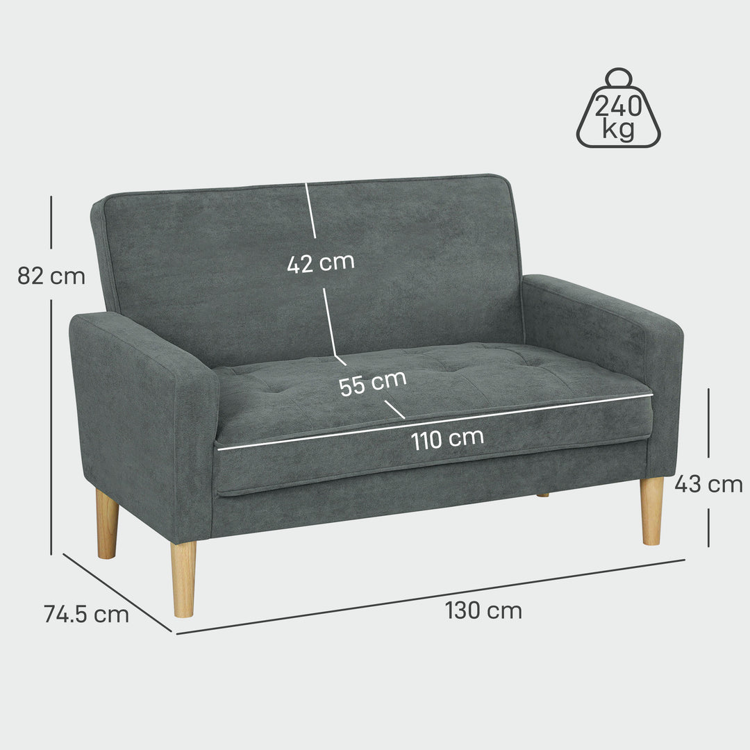 Two-Seater Velvet-Feel Sofa - Grey