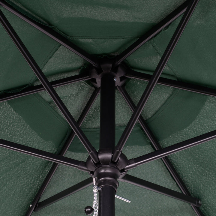 2m Garden Parasol Umbrella, Outdoor Sun Shade with 6 Sturdy Ribs for Balcony, Bench, Garden, Green