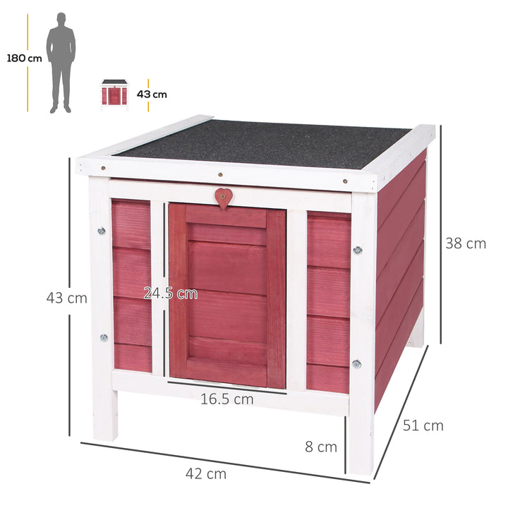 PawHut Rabbit Hutch, Wooden, Durable with Weatherproof Roof, 51 x 42 x 43 cm, Red | Aosom UK