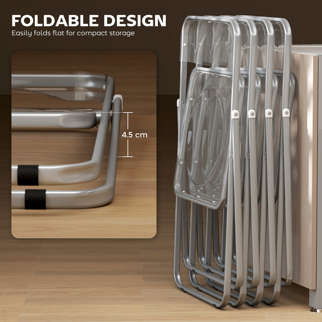 Foldable Chairs, Folding Chairs with Transparent Seat and Backrest, He