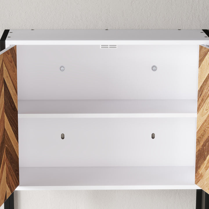 Bathroom Cabinet Wall Mounted, Bathroom Wall Cabinet Medicine Cabinet with 2 Doors, Adjustable Shelf, Walnut