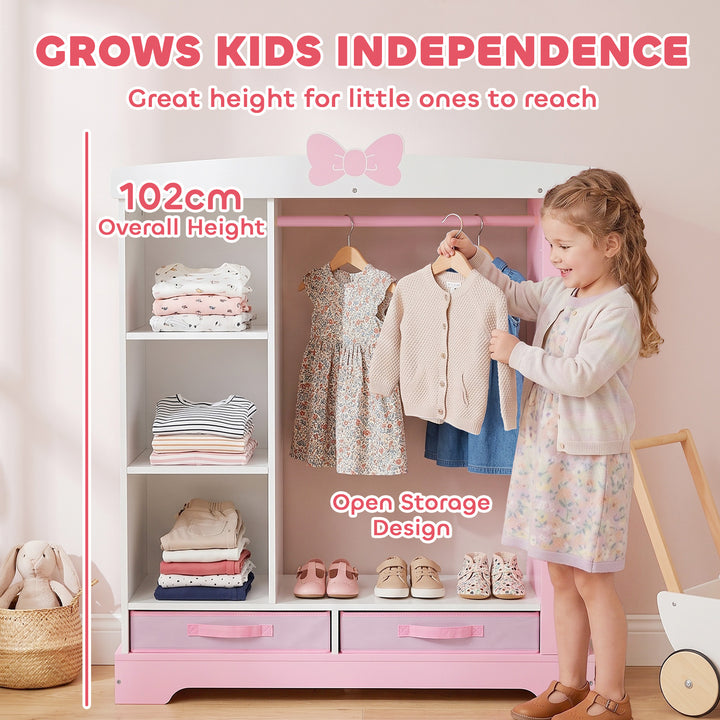 Kids Wardrobe with Lighted Mirror, Clothes Rail, Jewelry Cabinet - view 6