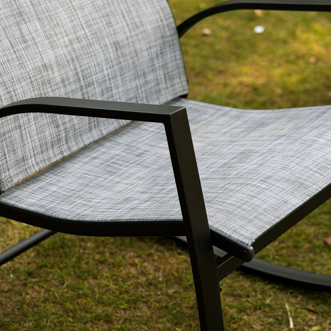 Outsunny Outdoor Patio Bistro Set with 2 Rocking Chairs & Tempered Glass Table, Ideal for Garden, Porch, Poolside, Grey