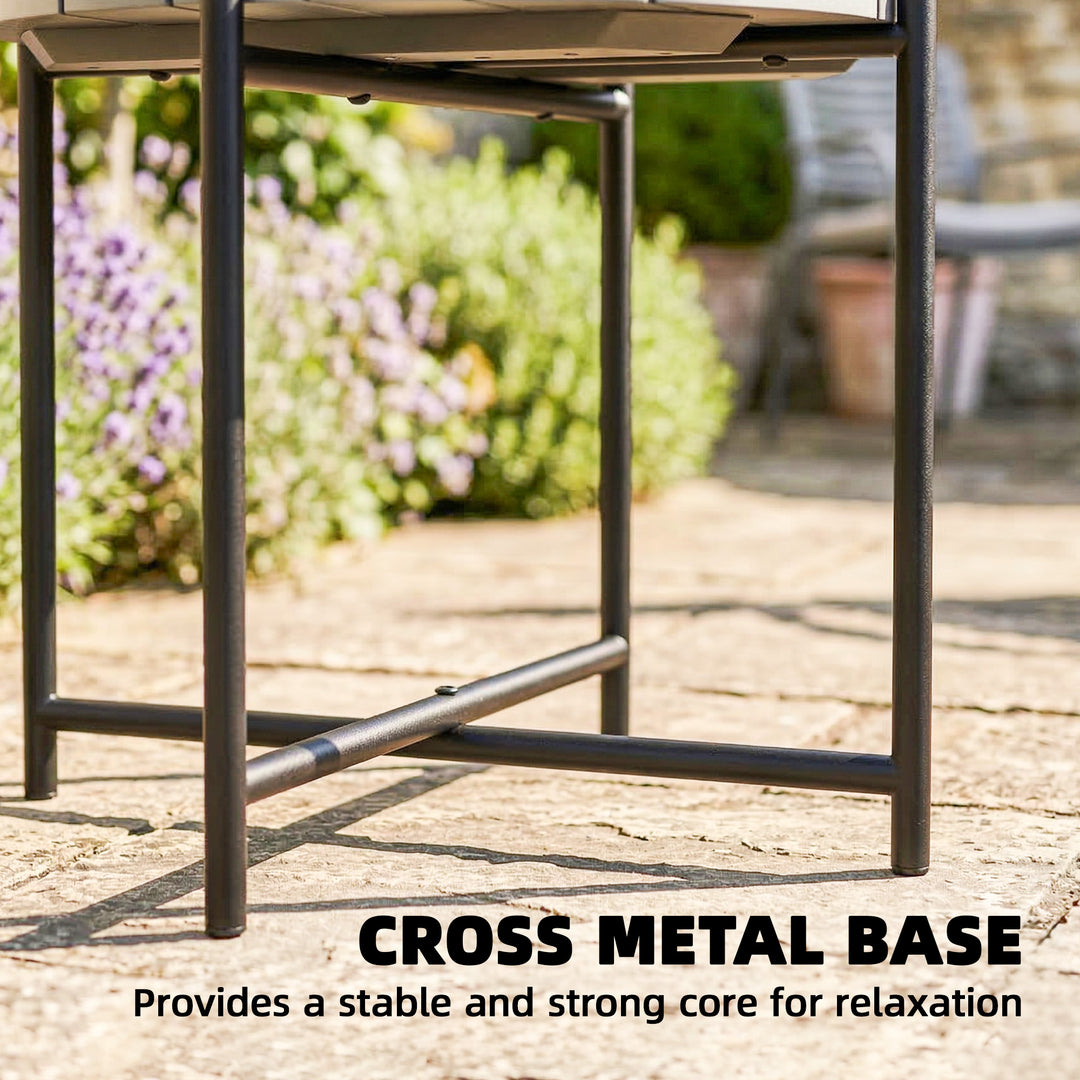 54 cm Round Outdoor Side Table, Industrial Small Garden Table with Sla