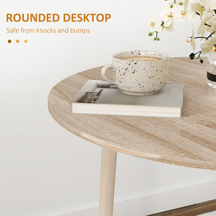 Folding Dining Table for 4, Round Drop Leaf Table, Modern Space Saving Small Kitchen Table with Wood Legs for Dining Room, Natural