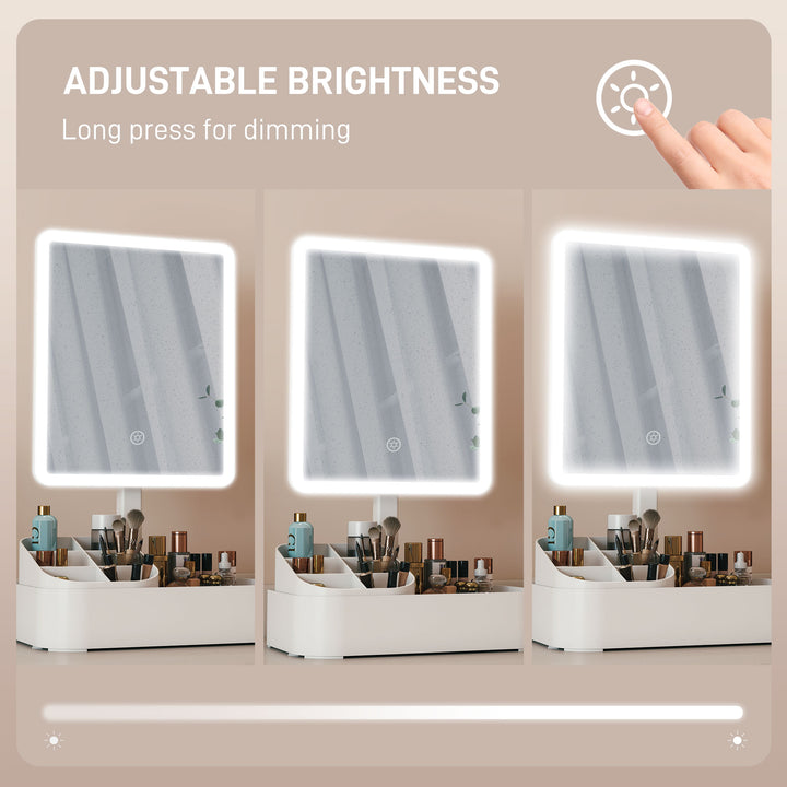 Makeup Mirror with Lights, Rechargeable Vanity Mirror w/ Touch Screen, 2 Lighting Modes and 180° Rotation