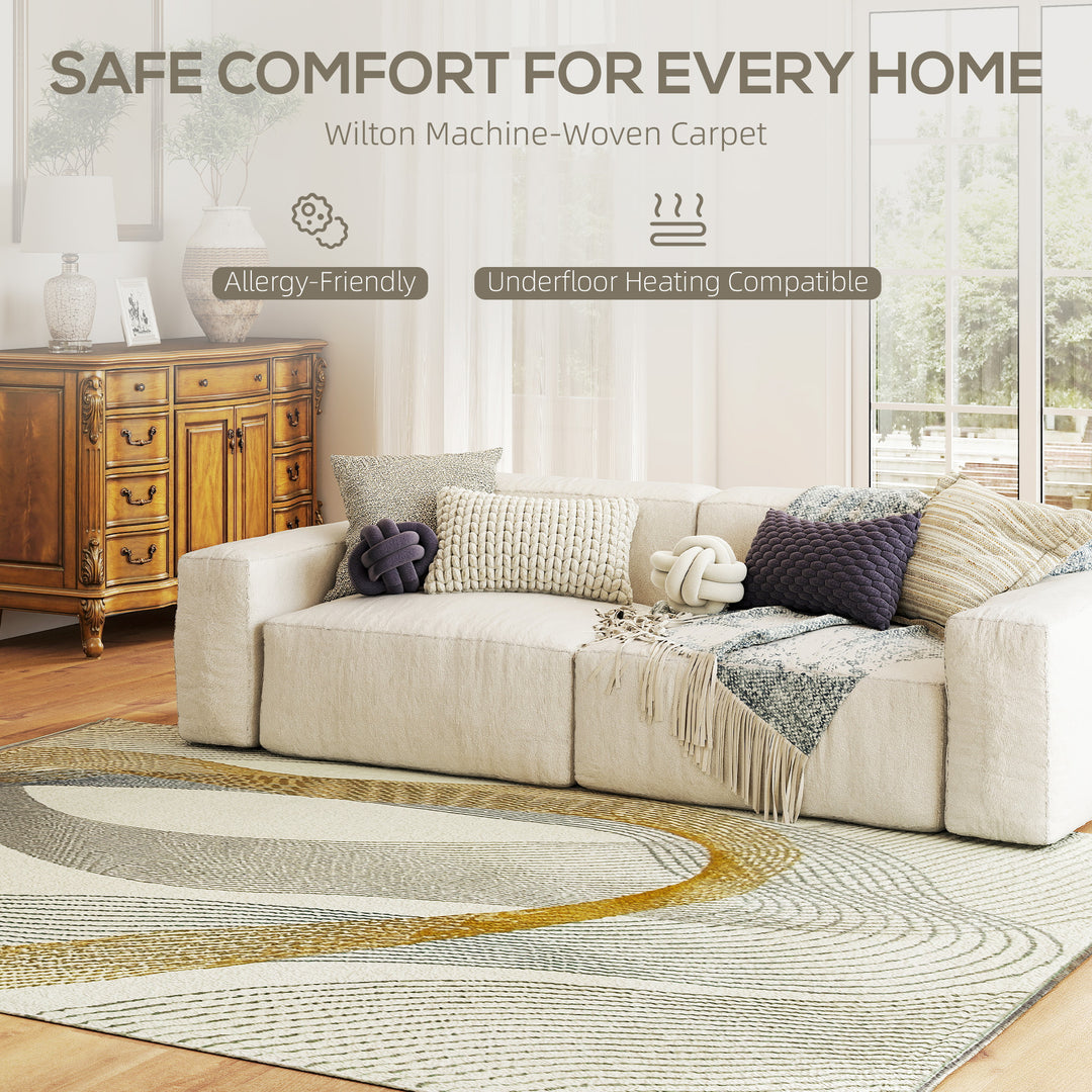 Modern Area Rug, Machine Washable Rug, Allergy-Friendly Floor Carpet for Living Room, Bedroom, Dining Room, Home Office, 230 x 160 cm, Cream White