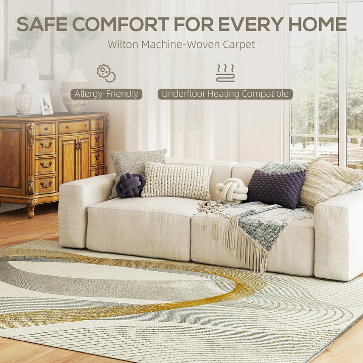 Modern Area Rug, Machine Washable Rug, Allergy-Friendly Floor Carpet for Living Room, Bedroom, Dining Room, Home Office, 230 x 160 cm, Cream White