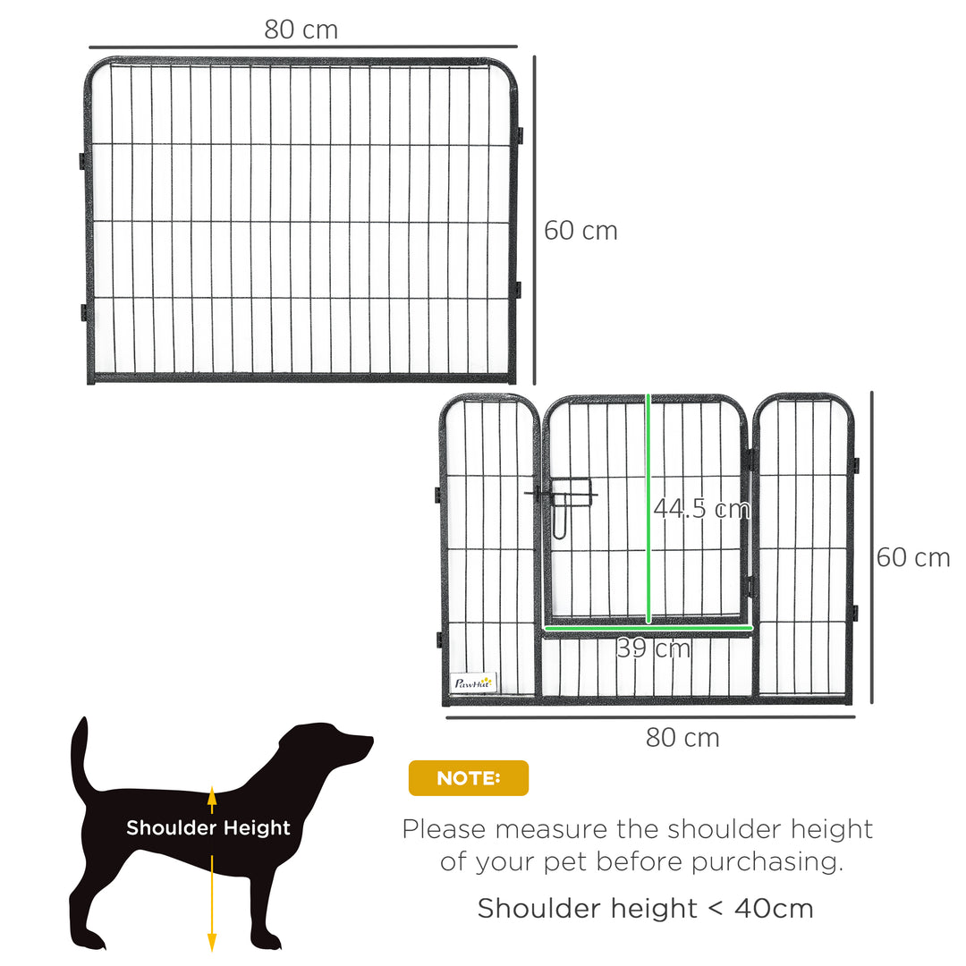 PawHut Heavy Duty Pet Playpen, 12 Panels Puppy Play Pen, Foldable Steel Dog Exercise Fence, with 2 Doors Locking Latch, 80 x 60 cm