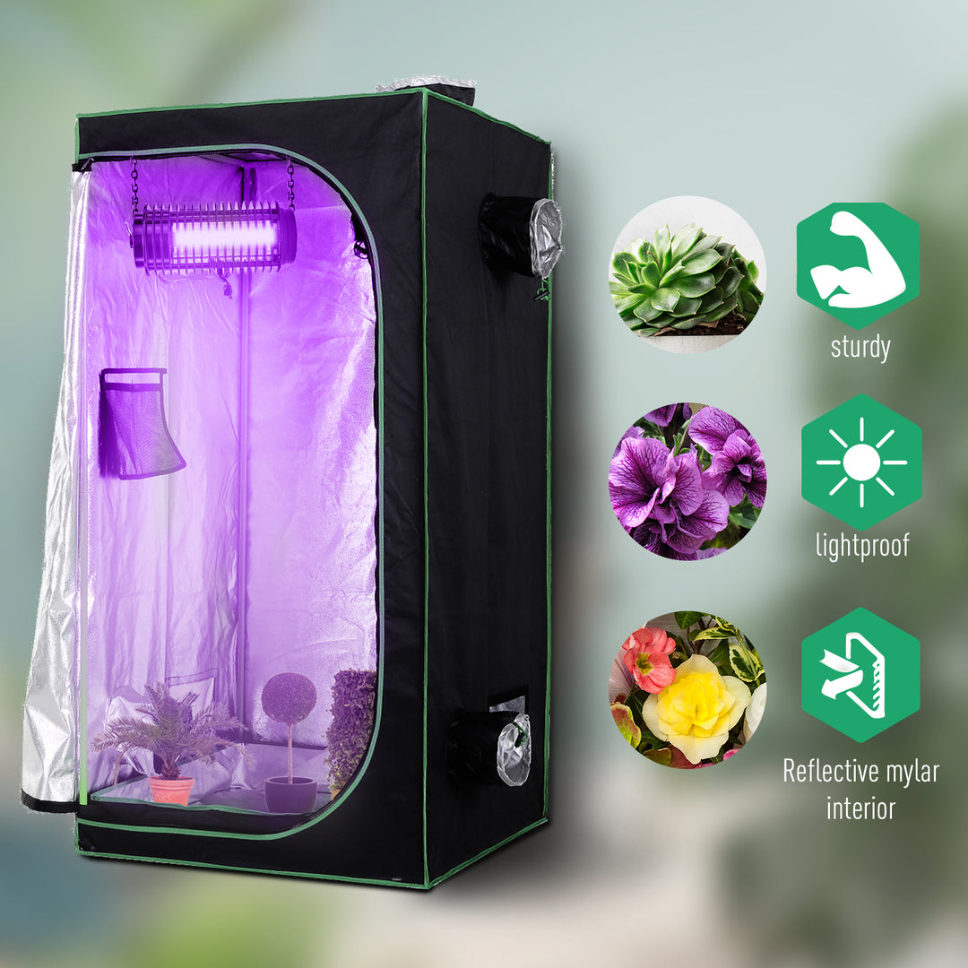 Grow Tent Reflective Mylar Hydroponic with Adjustable Vents and Floor Tray for Indoor Plant Growing, 80 x 80 x 160 cm (31.5" x 31.5" x 63")