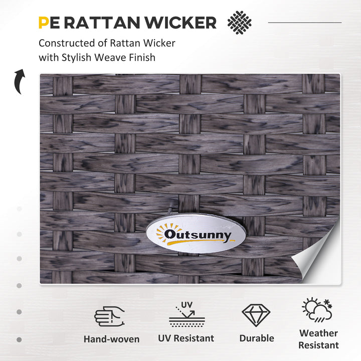 MCL 5 Pieces PE Rattan Garden Furniture Set with 10cm Thick Padded Cushions, Wicker Weave Outdoor Seating Chairs with 2 Armchairs, 2 Stools, Glass Top Table, Dark Grey