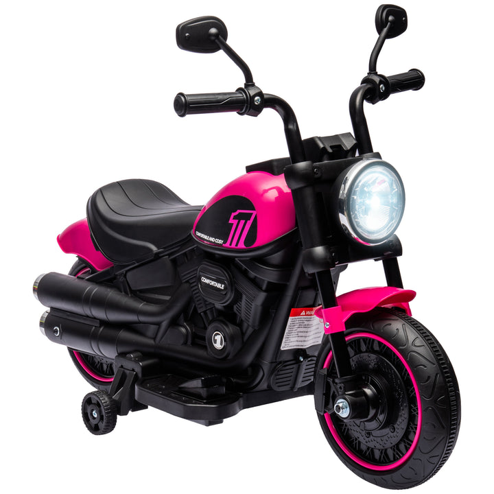 HOMCOM Kids' Electric Motorbike: 6V Ride-On with Training Wheels & Push-Start, Pretty in Pink | Aosom UK