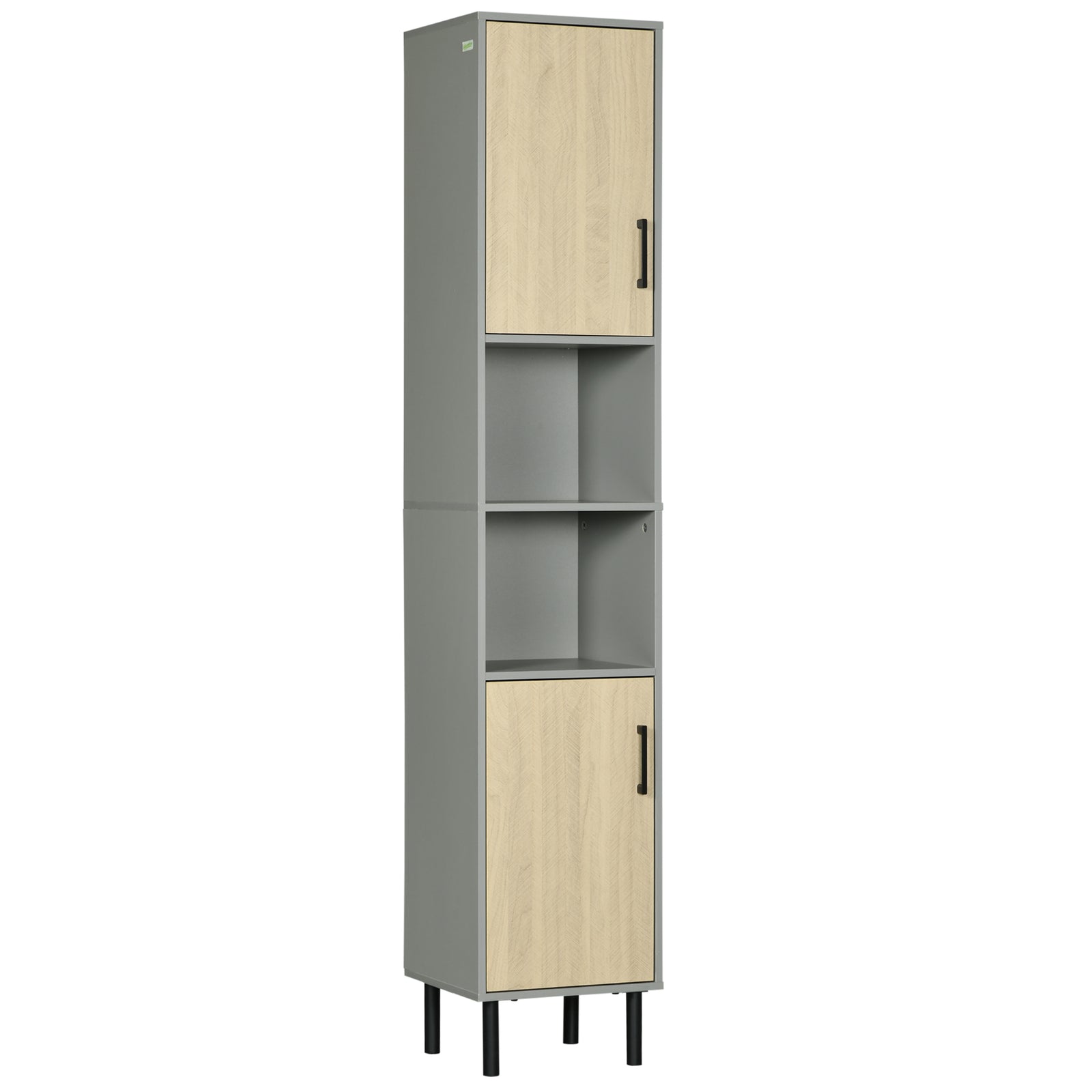 Freestanding Bathroom Storage, Tall Bathroom Cabinet with Door and Adjustable Shelves, 31.4x30x165cm