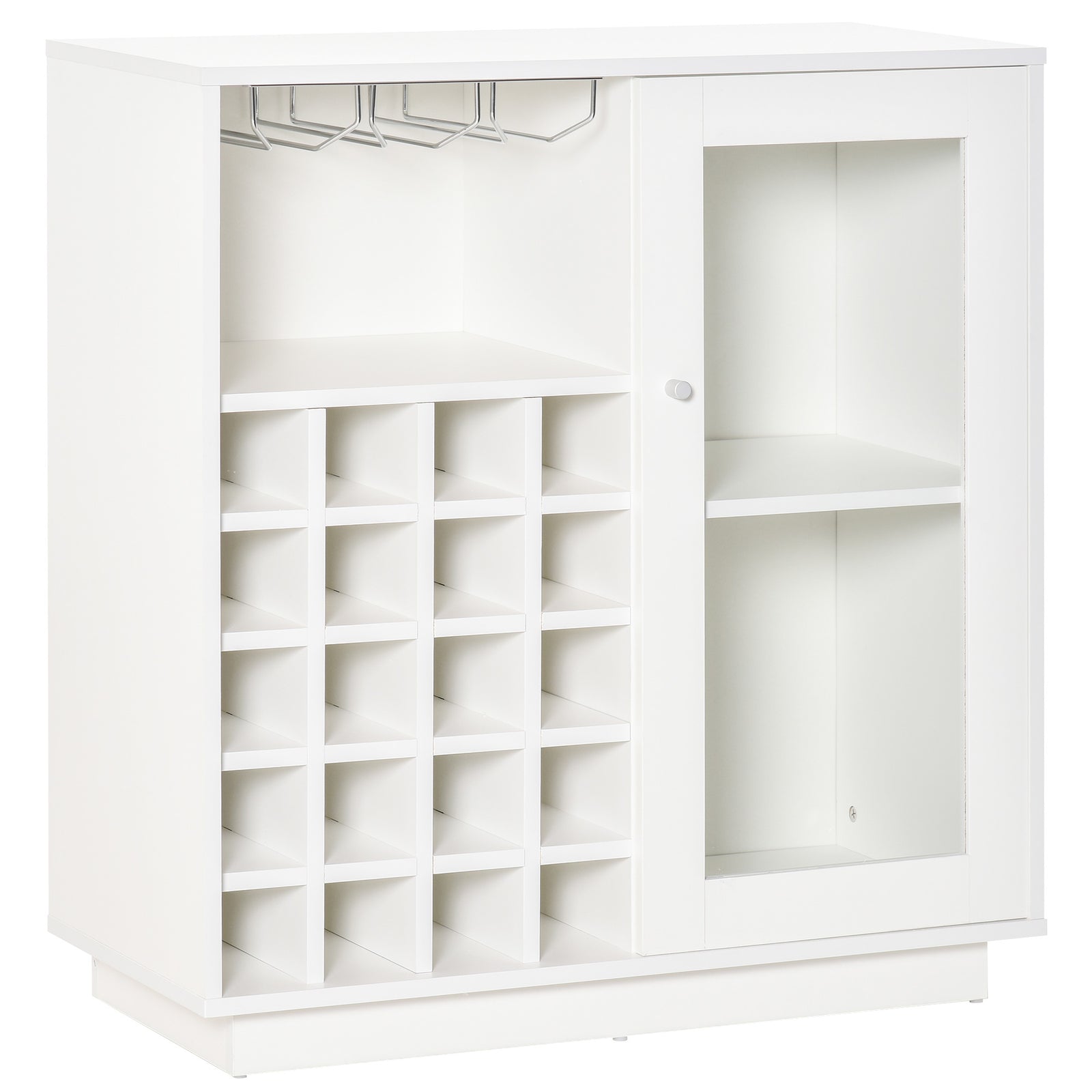 Modern Wine Cabinet Cupboard with Glass Door, Glass Holder & 20-Bottle Wine Rack for Living Room, Home Bar, Dining Room