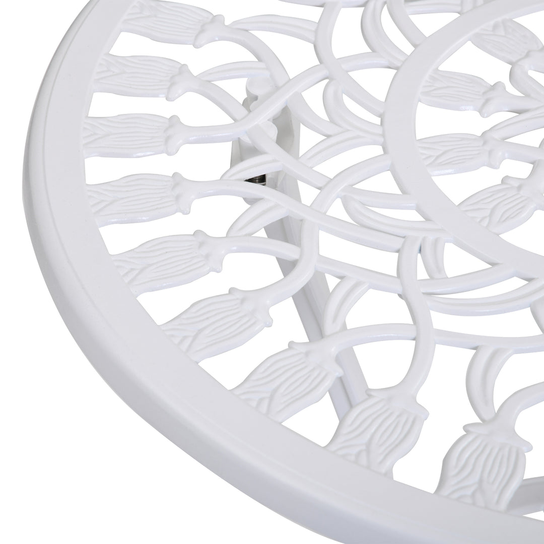 MCL 3 Piece Patio Bistro Set for 2, Outdoor Aluminium Garden Table and Chairs with Umbrella Hole for Balcony, White