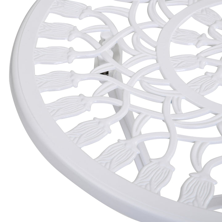 MCL 3 Piece Patio Bistro Set for 2, Outdoor Aluminium Garden Table and Chairs with Umbrella Hole for Balcony, White