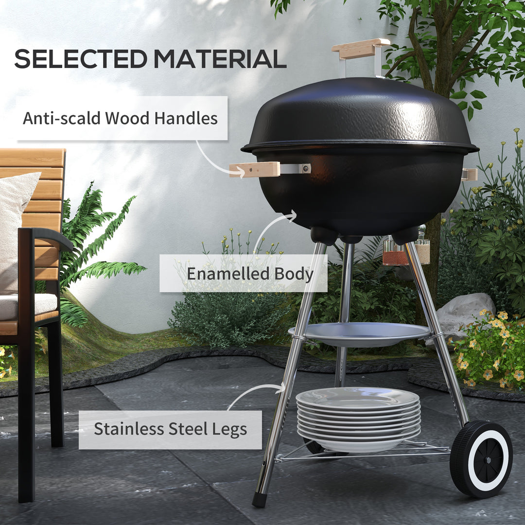 Portable Round Kettle Charcoal Grill BBQ Smoker with Lid Outdoor Heat Control Party Patio Barbecue Garden