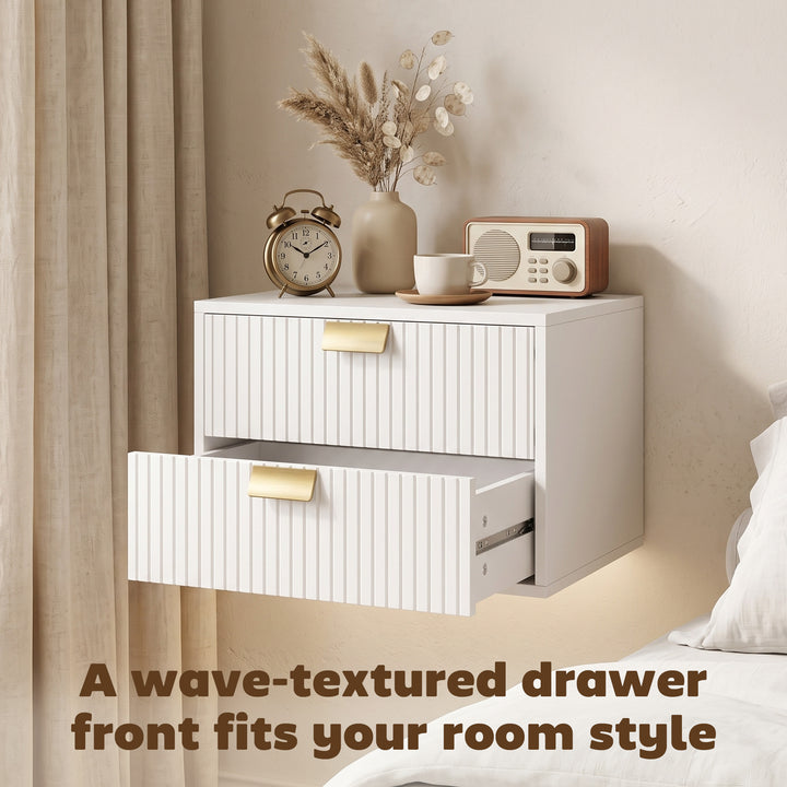 Modern Floating Nightstands Set of 2, Wall Mounted Bedside Tables with