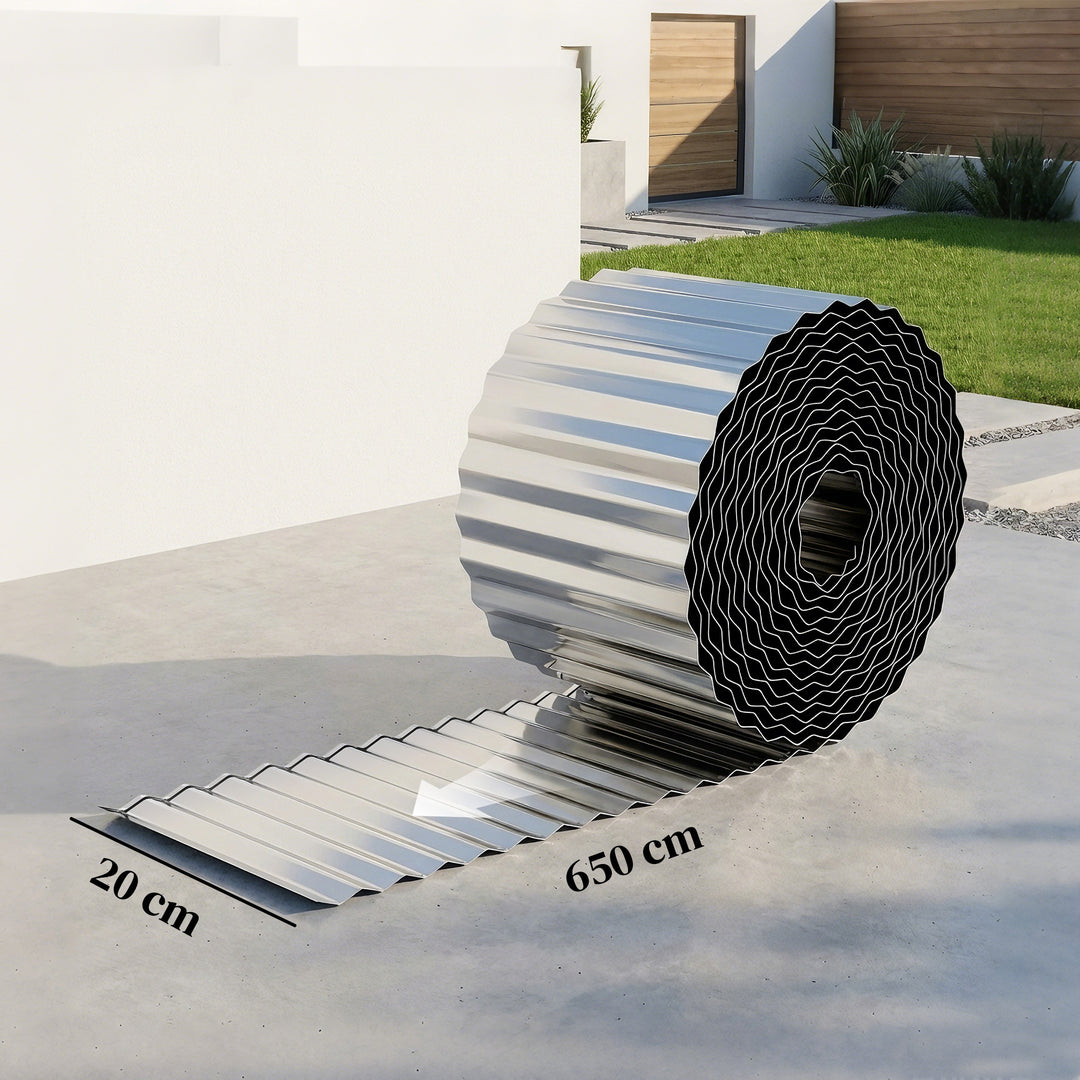 Metal Garden Edging Border, 8 in x 21.3 ft Corrugated Heavy Duty Galva
