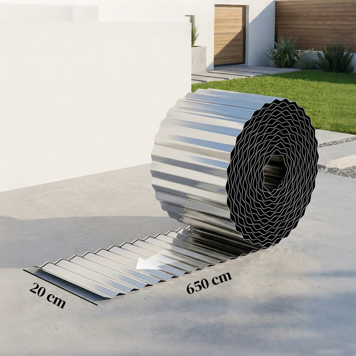 Metal Garden Edging Border, 8 in x 21.3 ft Corrugated Heavy Duty Galva