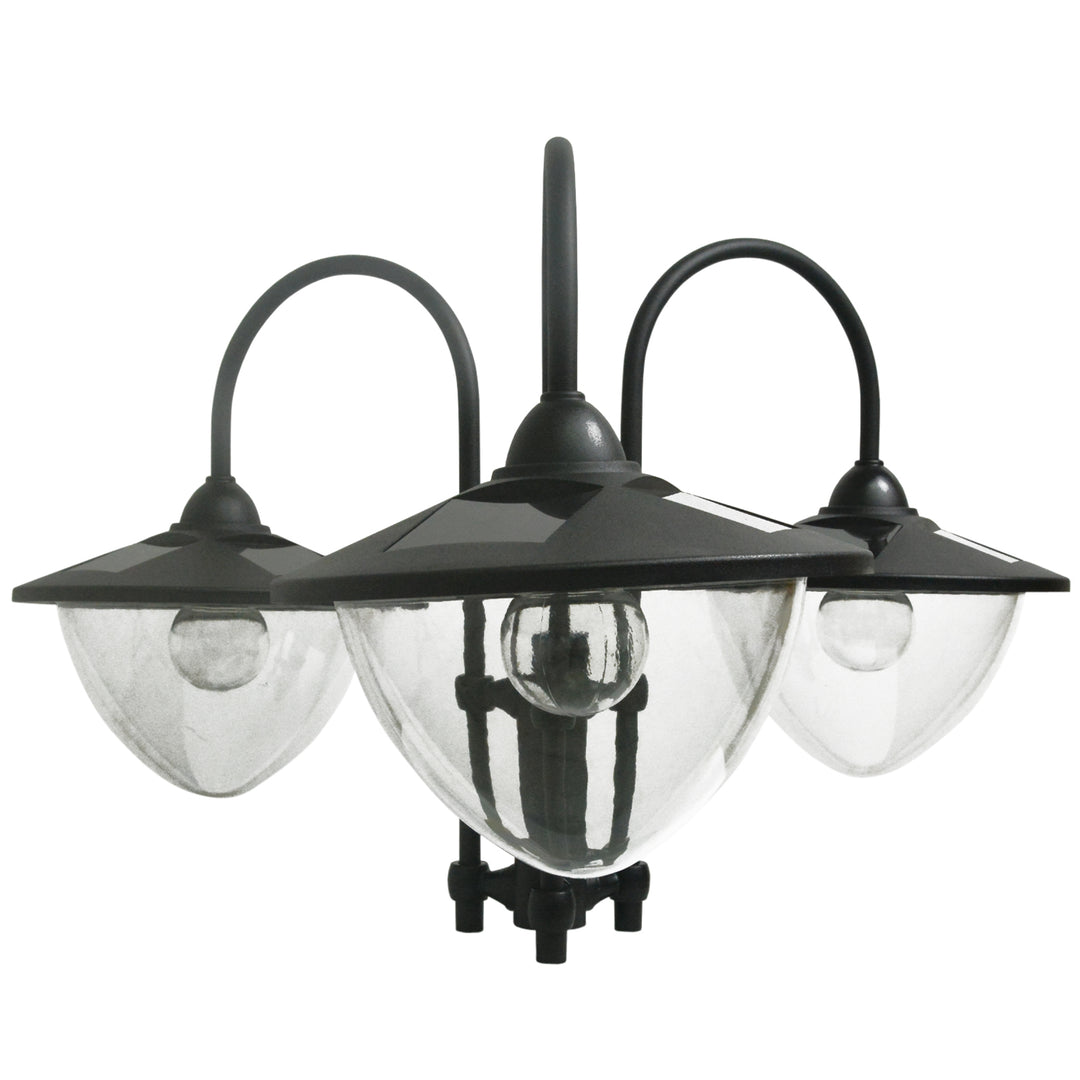 MCL 189cm 3-head Solar Lamp Post, Street Light with Planter, Automatic-on, 6 Hour Max Outdoor Ready LED Lighting, Black