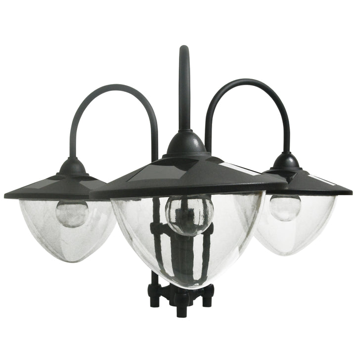 MCL 189cm 3-head Solar Lamp Post, Street Light with Planter, Automatic-on, 6 Hour Max Outdoor Ready LED Lighting, Black