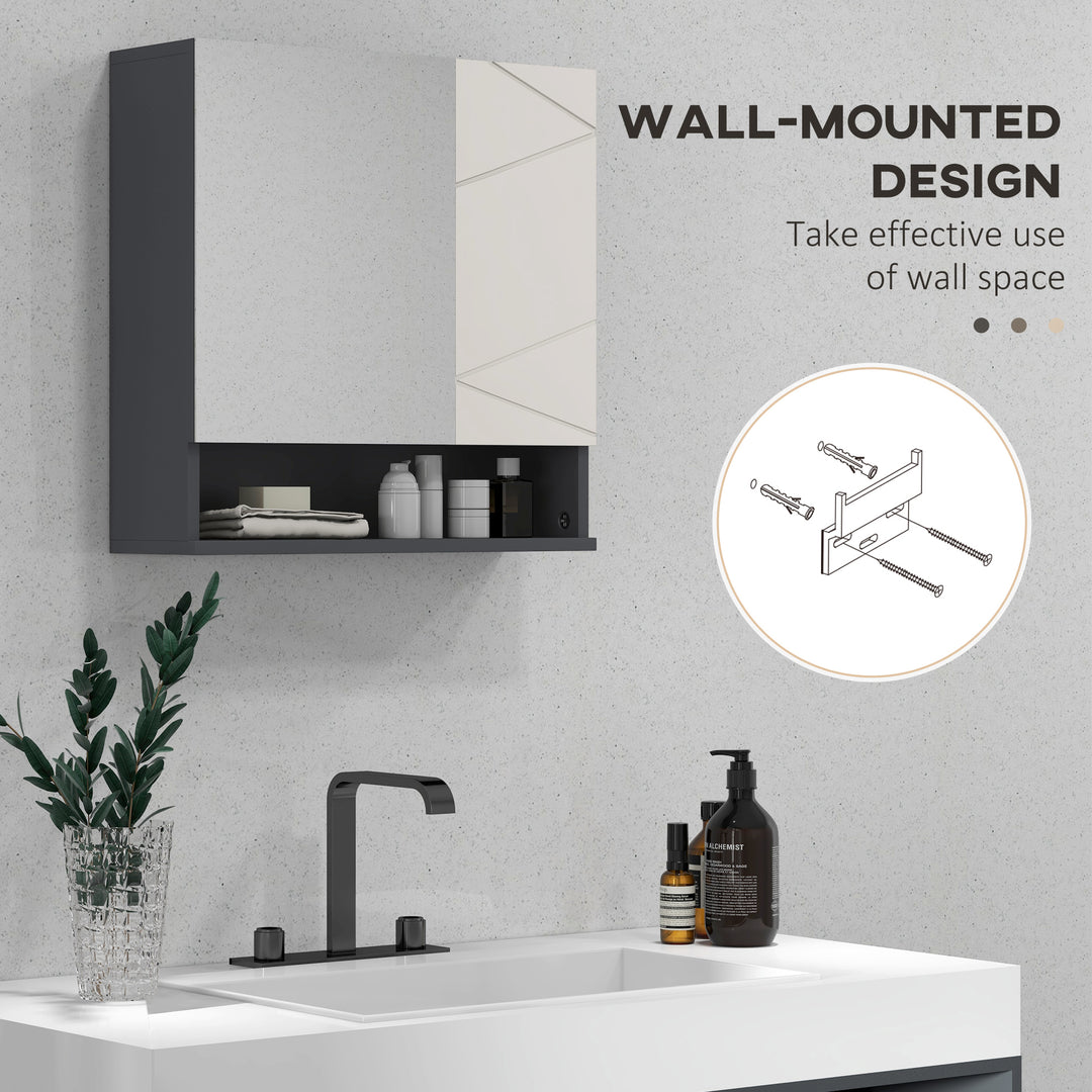 Kleankin Bathroom Wall Cabinet: With Adjustable Shelves for Storage, 55W x 17D x 55H cm, Light Grey | Aosom UK