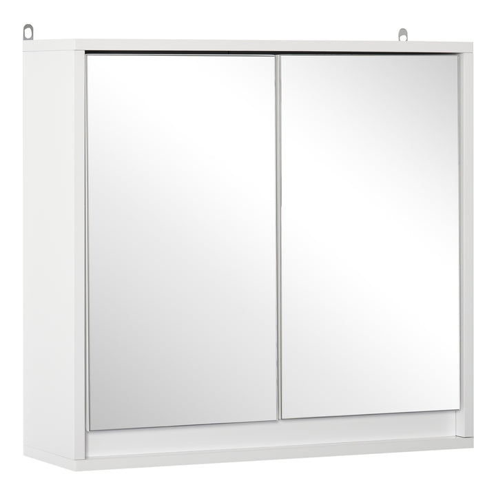 HOMCOM Bathroom Wall Cabinet with Mirror, 1 Internal Adjustable Shelf, Cushioned Door without Noise, for Mirrored Vanity, Bedroom, White | Aosom UK