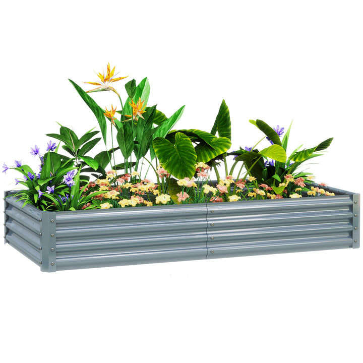 180 x 90cm Galvanised Steel Open Planter - Silver