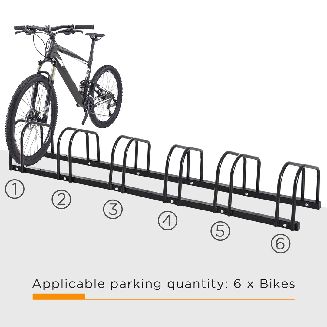 MCL Bike Stand Parking Rack Floor or Wall Mount Bicycle Cycle Storage Locking Stand 179L x 33W x 27H (6 Racks, Black)