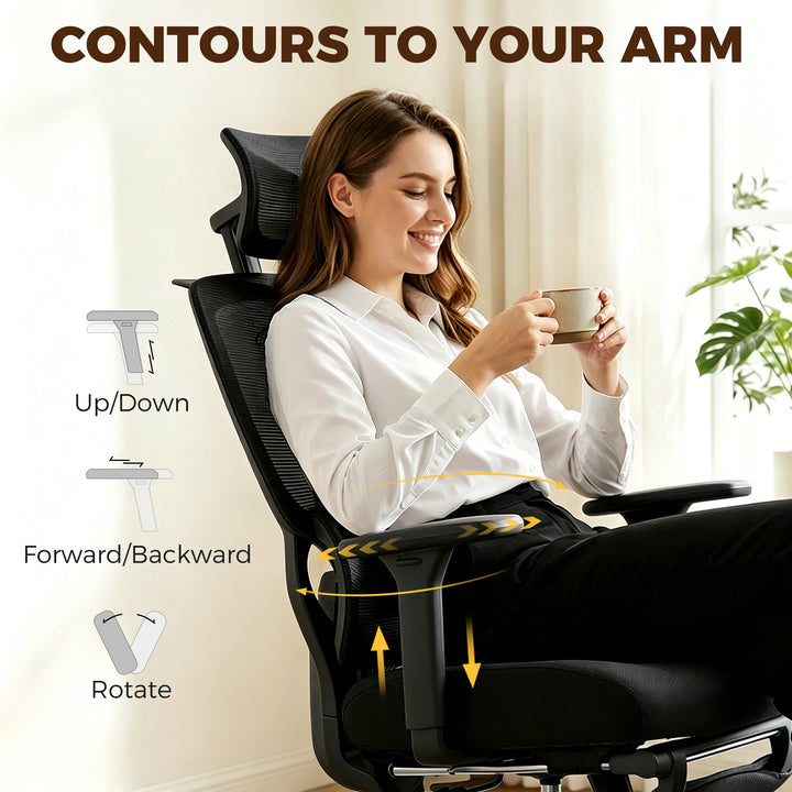 Mesh Desk Chair with 3D Armrests, Ergonomic Office Chair with Rotatabl