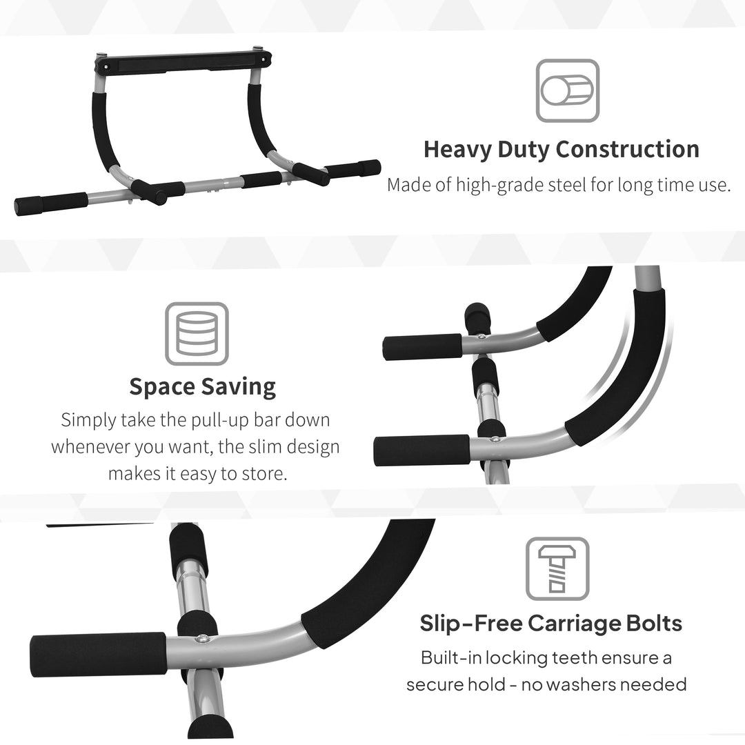 MCL Pull-Up Bar for Doorway, Home Fitness Door Horizontal Push up Bar for Indoor Gym Upper Body Workout, Grey