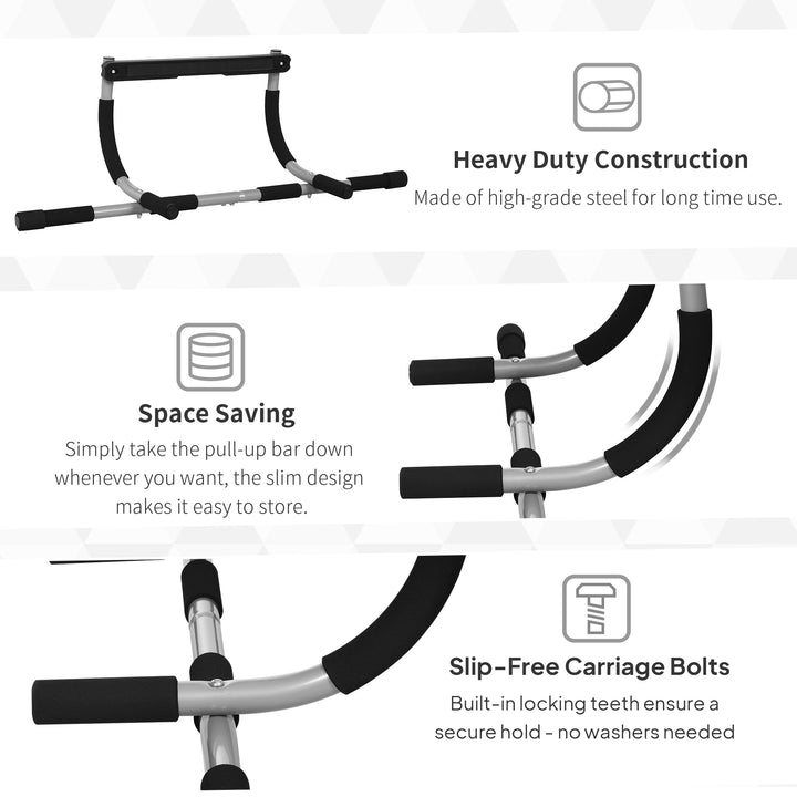 MCL Pull-Up Bar for Doorway, Home Fitness Door Horizontal Push up Bar for Indoor Gym Upper Body Workout, Grey