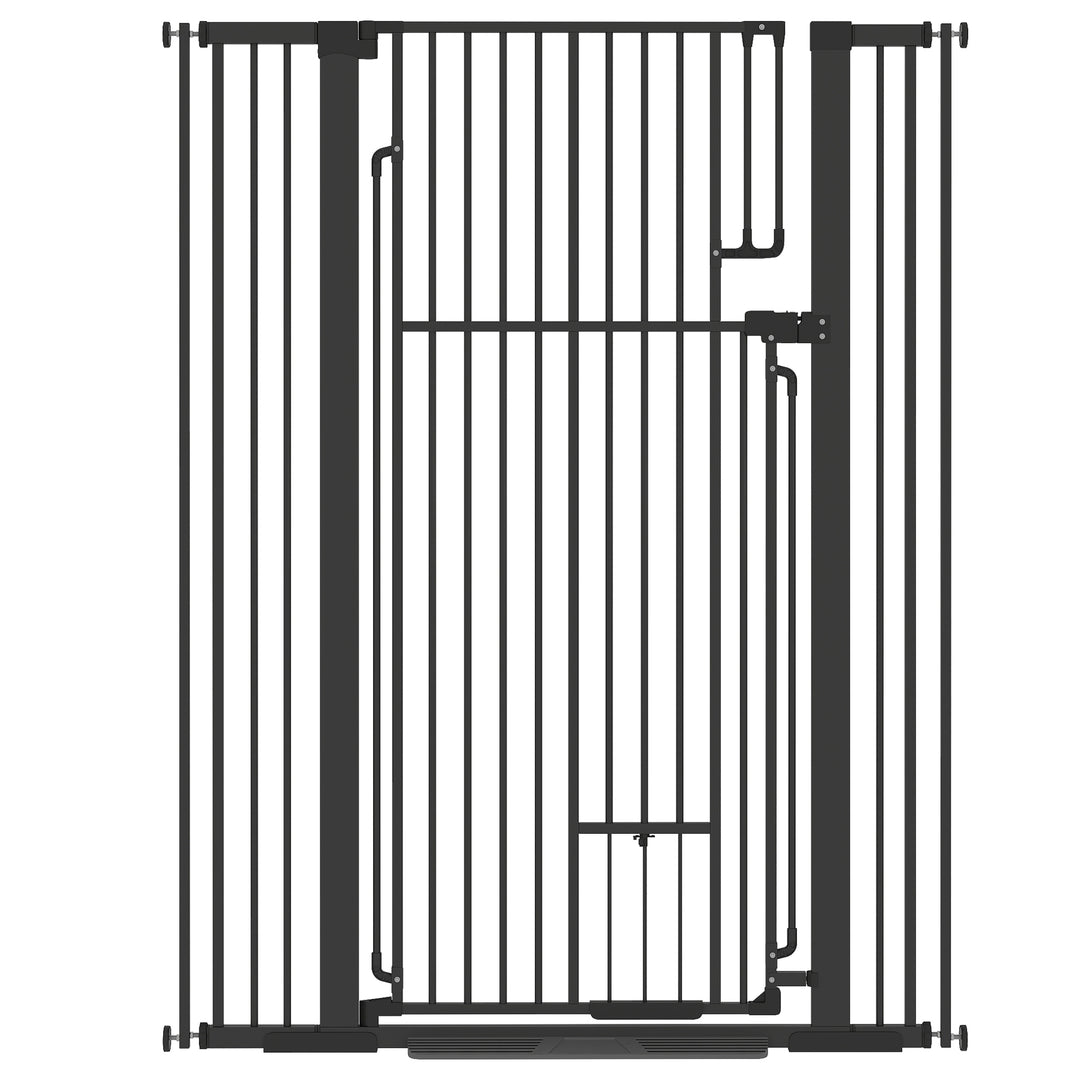 135cm Extra Tall Dog Gate with Cat Door, Fits Openings 81-108 cm Press