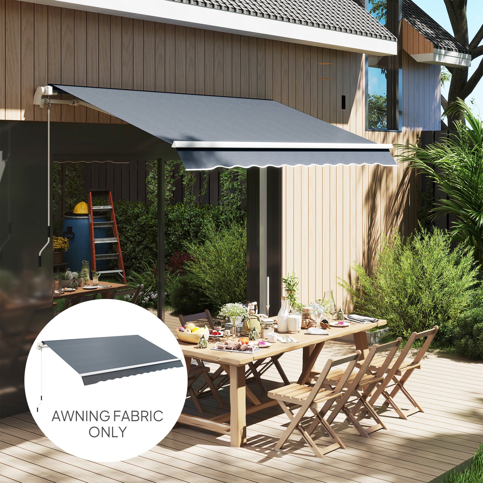 Awning Replacement Canopy, Water Resistant UPF 50+ Sun Shade Cover for 3 x 2.5 m Garden Awning (Fabric Only), Grey