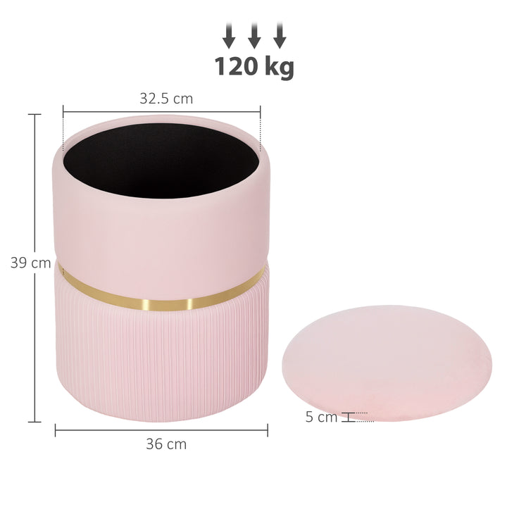 MCL Velvet-Feel Storage Ottoman - Pink