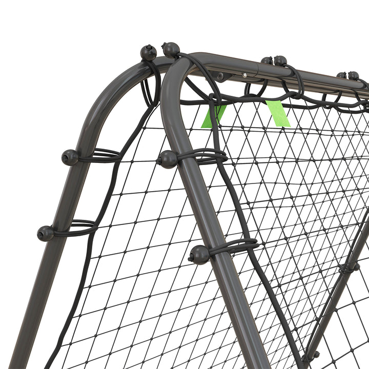 Double Sided Football Rebounder Net, Football Rebound Goal with Five Adjustable Angles, Black