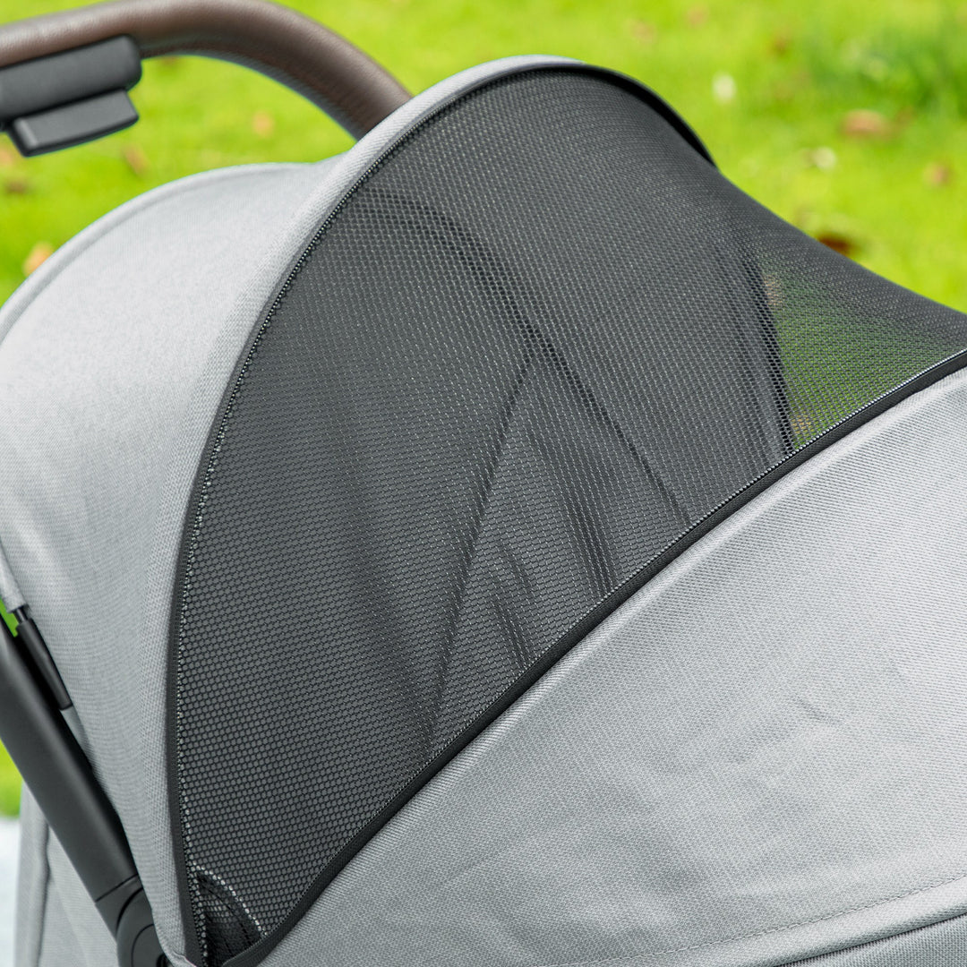 AIYAPLAY Foldable Baby Stroller with Adjustable Seat, 5-Point Harness, Canopy, Basket, 6.3kg Lightweight & Compact, Light Grey